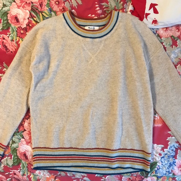 Madewell Rainbow Trim Cashmere Sweater 